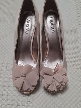 UNLISTED Blush Pink Floral Peep-Toe Heels